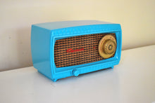 Load image into Gallery viewer, Sky Blue Turquoise and Wicker Vintage 1954 Capehart Model 3T55B AM Vacuum Tube Radio Totally Restored!