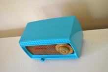 Load image into Gallery viewer, Sky Blue Turquoise and Wicker Vintage 1954 Capehart Model 3T55B AM Vacuum Tube Radio Totally Restored!