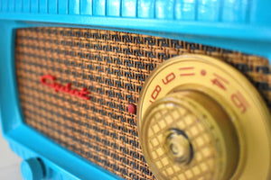 Sky Blue Turquoise and Wicker Vintage 1954 Capehart Model 3T55B AM Vacuum Tube Radio Totally Restored!