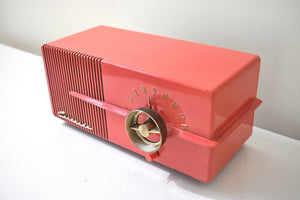 Salmon Pink Bakelite 1950 Coronado Moderne Model 45RA33-43-8227A Vacuum Tube AM Radio Excellent Condition! Rare Model Rare Color! Exceptional Modernistic Design!