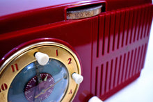 Load image into Gallery viewer, Cranberry Red Vintage 1954 General Electric Model 556 AM Vacuum Tube Radio Great Looking Sweet Sounding!