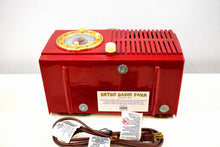 Load image into Gallery viewer, Cranberry Red Vintage 1954 General Electric Model 556 AM Vacuum Tube Radio Great Looking Sweet Sounding!