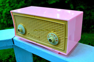 SOLD! - Sept 6, 2017 - BLUETOOTH MP3 READY - BUBBLE GUM Pink Vintage 1955 Admiral Model 244 AM Tube Radio Works Great!