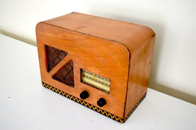 Cowboy Country Wood 1939 Stewart Warner Model 07-5R1 Vacuum Tube AM Shortwave Radio Rustic Looking Big Sound!