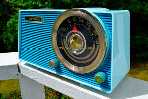 SOLD! - Dec 19, 2017 - POSEIDON BLUE Mid Century Vintage 1963 Motorola Model A18B49 AM Tube Radio Excellent Condition!