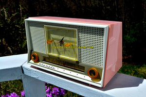 SOLD! - May 26, 2017 - PASTEL PINK Mid Century Retro Jetsons 1956 Olympic Model 555 AM Clock Radio Excellent Plus Condition!