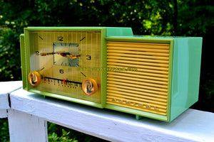 SOLD! - Oct 9, 2017 - MINT GREEN Mid Century Retro Vintage 1959 Admiral 298 Tube AM Clock Radio Sounds Great! - [product_type} - Admiral - Retro Radio Farm
