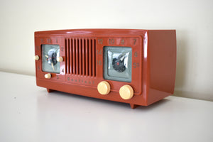 Autumn Orange 1953 Sentinel Model 1U346 Vacuum Tube AM Clock Radio So Sweet! Rare! Sounds Fantastic!