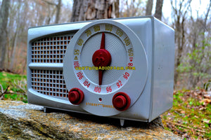 SOLD! - Aug 6. 2017 - AM FM GREY AND MAROON Mid Century Retro Vintage 1953 Stewart Warner Model 9166 Tube Radio Rare Functional and Sounds Dreamy! - [product_type} - Stewart Warner - Retro Radio Farm