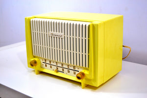 SOLD! - Oct. 25, 2018 - Lemon Yellow 1955 Granco Model 7TAF AM/FM Tube Antique Radio Extremely Rare and Sounds Great! - [product_type} - Granco - Retro Radio Farm