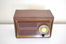 Load image into Gallery viewer, Chestnut Brown 1957 Sylvania Model 5 Vacuum Tube AM Radio Works Great!