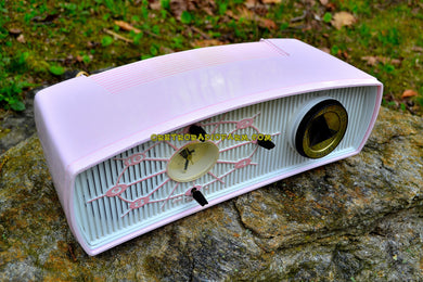 SOLD! - June 15, 2017 - JUDY Jetson Pink Mid Century Retro Antique 1957 Philips Model B1C12U AM Tube Clock Radio Totally Restored and Rare As Can Be!