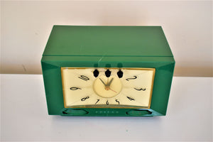 Grass Green 1954 Philco Model C724 Vacuum Tube AM Clock Radio Rare Model Outstanding Sound!