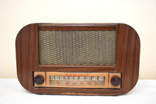 Load image into Gallery viewer, Mid Century Curved Wood Delight 1947 Admiral Model 6T11-5B1 Vacuum Tube AM Radio Works Great!