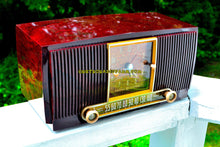 Load image into Gallery viewer, SOLD! - Aug 13, 2017 - BLUETOOTH MP3 READY Elegant Burgundy 1955 General Electric Model 551 Retro AM Clock Radio Works Great! - [product_type} - General Electric - Retro Radio Farm