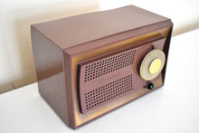 Load image into Gallery viewer, Chestnut Brown 1957 Sylvania Model 5 Vacuum Tube AM Radio Works Great!