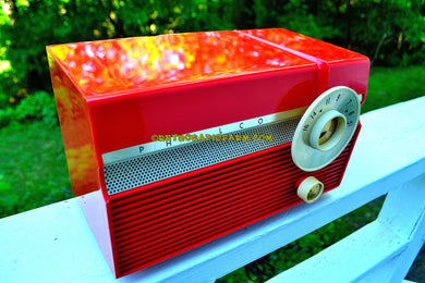 SOLD! - Dec. 6, 2017 - FLAME RED Mid Century Jet Age Retro 1959 Philco Model E-812-124 Tube AM Radio Totally Awesome!!