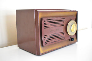 チェスナットブラウン 1957 シルバニア モデル 5 真空管 AM ラジオ 素晴らしい動作します。