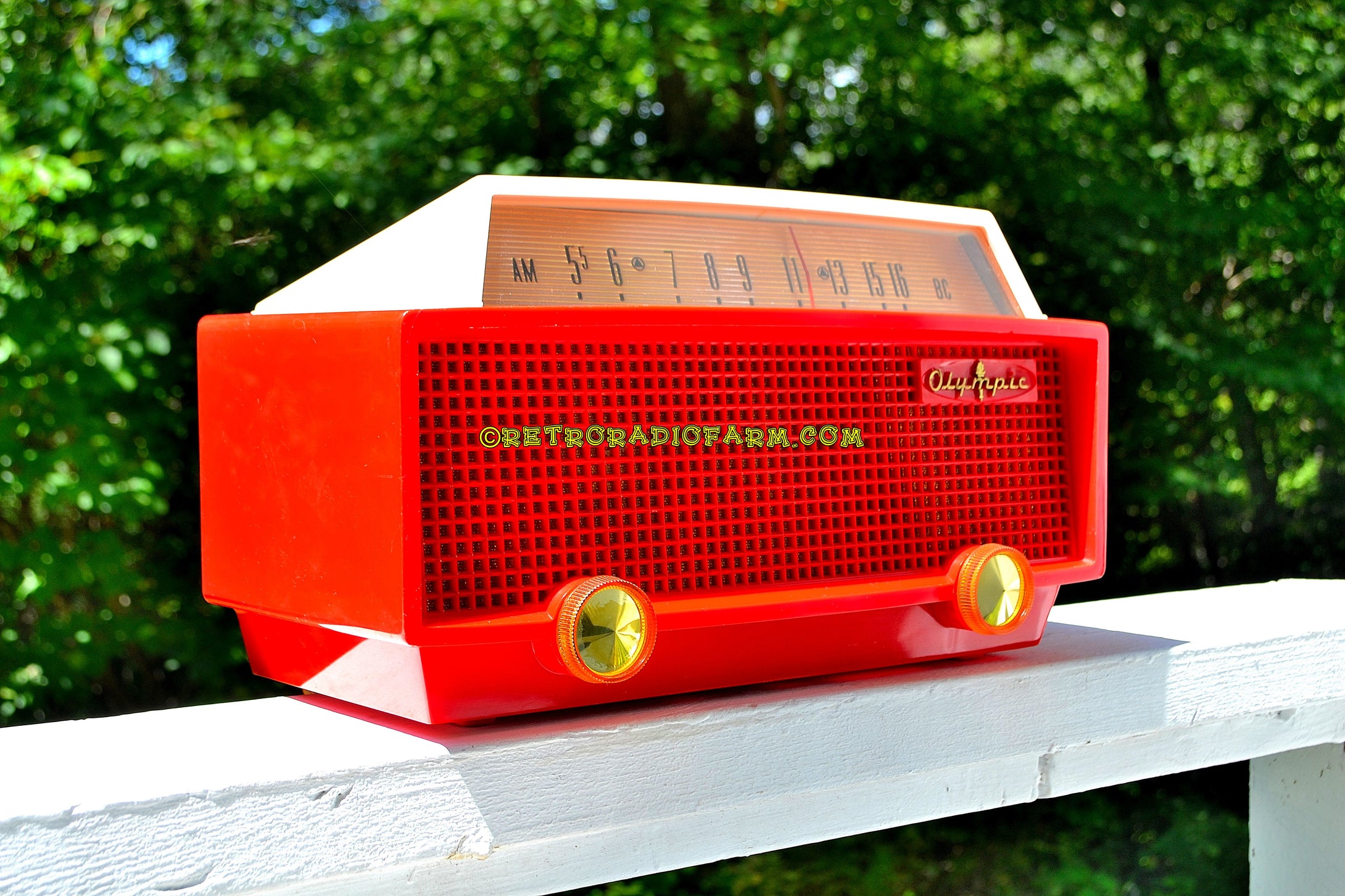 SOLD! - Sept 24, 2017 - RED RIDING HOOD Mid Century Retro Vintage 1956 Olympic Model 552 Tube AM Radio Totally Sick! - [product_type} - Olympic - Retro Radio Farm