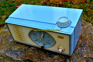 SOLD! - July 8, 2018 - WEDGEWOOD BLUE Retro Mid Century Vintage 1965 Arvin Model 53R05 AM Tube Clock Radio Works Great Looks Great! - [product_type} - Arvin - Retro Radio Farm