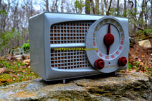 Load image into Gallery viewer, SOLD! - Aug 6. 2017 - AM FM GREY AND MAROON Mid Century Retro Vintage 1953 Stewart Warner Model 9166 Tube Radio Rare Functional and Sounds Dreamy! - [product_type} - Stewart Warner - Retro Radio Farm