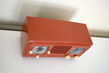 Load image into Gallery viewer, Autumn Orange 1953 Sentinel Model 1U346 Vacuum Tube AM Clock Radio So Sweet! Rare! Sounds Fantastic!