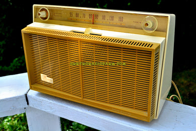 SOLD! - Sept 20, 2017 - BUTTERSCOTCH Yellow Mid Century Retro Vintage 1958 General Electric Musaphonic T-116A Tube AM Radio Sounds Dreamy!
