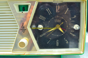SOLD! - Apt 24, 2017 - PRISTINE Emerald Green Emerson Model 883 Series B Tube AM Clock Radio Mid Century Rare Color Sounds Great! - [product_type} - Emerson - Retro Radio Farm