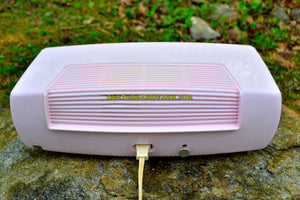 SOLD! - June 15, 2017 - JUDY Jetson Pink Mid Century Retro Antique 1957 Philips Model B1C12U AM Tube Clock Radio Totally Restored and Rare As Can Be! - [product_type} - Philips - Retro Radio Farm