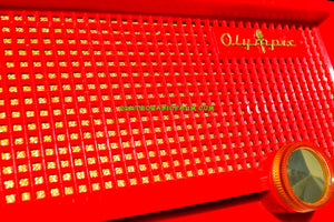 SOLD! - Sept 24, 2017 - RED RIDING HOOD Mid Century Retro Vintage 1956 Olympic Model 552 Tube AM Radio Totally Sick! - [product_type} - Olympic - Retro Radio Farm
