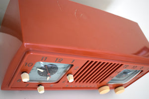 Autumn Orange 1953 Sentinel Model 1U346 Vacuum Tube AM Clock Radio So Sweet! Rare! Sounds Fantastic!