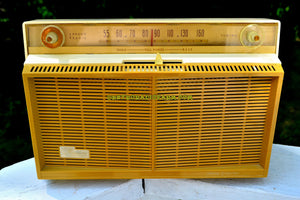 SOLD! - Sept 20, 2017 - BUTTERSCOTCH Yellow Mid Century Retro Vintage 1958 General Electric Musaphonic T-116A Tube AM Radio Sounds Dreamy! - [product_type} - General Electric - Retro Radio Farm