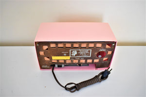 Carnation Pink 1956 RCA Victor Model 6-C-8F Vacuum Tube AM Clock Radio Rare Model and Color Sounds Beautiful!