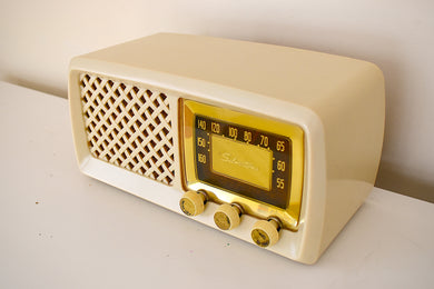 Cabana Ivory 1955 Silvertone Model 2016 AM Vacuum Tube Radio Totally Restored! Sounds Wonderful!