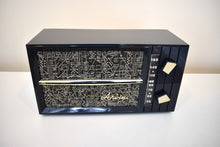 Load image into Gallery viewer, Obsidian Charcoal 1957 Arvin Model 2564 Vacuum Tube AM Radio Asteroid Shape Knobs Sounds Stellar!