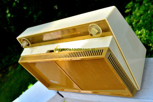 SOLD! - Sept 20, 2017 - BUTTERSCOTCH Yellow Mid Century Retro Vintage 1958 General Electric Musaphonic T-116A Tube AM Radio Sounds Dreamy! - [product_type} - General Electric - Retro Radio Farm