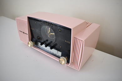 Bluetooth Ready To Go - Princess Pink 1959 GE General Electric Model 913D AM Vacuum Tube Clock Radio Sounds Great Popular Model!