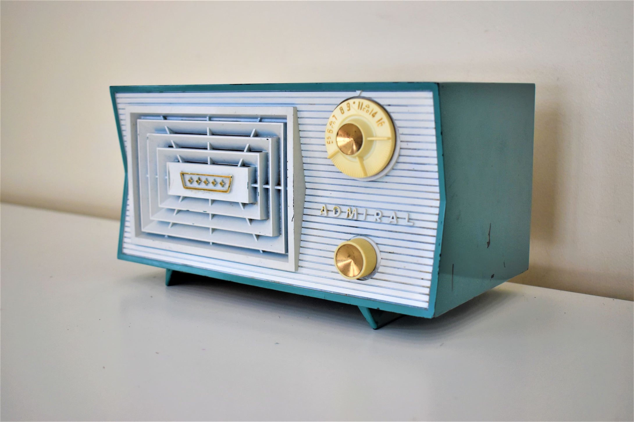 Mariner Blue White 1955 Admiral Model 5C48N AM Vacuum Tube Radio Rare Colors Sounds Great!