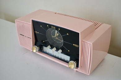 Bluetooth Ready To Go - Princess Pink 1959 GE General Electric Model 913D AM Vacuum Tube Clock Radio