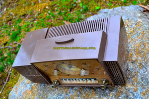 SOLD! - Aug 1, 2017 - WALNUT BROWN Mid Century Jetsons 1958 General Electric Model C415 Tube AM Clock Radio Works Great! - [product_type} - General Electric - Retro Radio Farm
