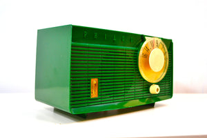 SOLD! - Dec. 11, 2018 - Lime Green 1958 Philco Model F815-124 Tube AM Radio Totally Restored Rare Color!