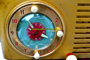 Sold! - Oct 21, 2017 - BLUETOOTH MP3 READY - BURLED TOP Art Deco 1952 General Electric Model 521F AM Brown Bakelite Tube Clock Radio - [product_type} - General Electric - Retro Radio Farm