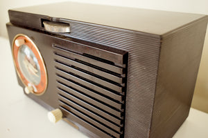 Umber Brown 1949 General Electric Model 66 Vacuum Tube AM Radio Classy Looking Rich Sounding!