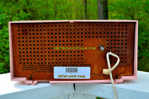 SOLD! - May 8, 2017 - DAISY PINK Mid-Century Retro Vintage 1959 Philco Model F-762-124 AM Tube Clock Radio Totally Restored! - [product_type} - Philco - Retro Radio Farm