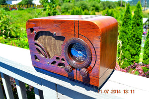 SOLD! - July 19, 2014 - ART DECO Wood Retro Vintage Antique 1937 Airline 62-245 AM Tube Radio WORKS! - [product_type} - Airline - Retro Radio Farm