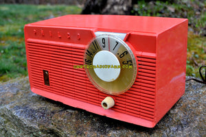 SOLD! - July 21, 2017 - BLUETOOTH MP3 READY - Salmon Pink Retro Mid Century Jetsons Vintage 1958 Philco E-814-124 AM Tube Radio Sounds Great! - [product_type} - Philco - Retro Radio Farm