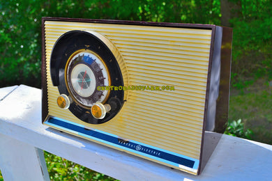 SOLD! - Oct 30, 2017 - CHOCOLATE BROWN Mid Century Sputnik Era Vintage 1957 General Electric 862 Tube AM Radio Near Mint!