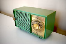 Load image into Gallery viewer, Bluetooth Ready to Go - 1959 Leaf Green General Electric Model T-129 AM Vacuum Tube Clock Radio Sounds Great!