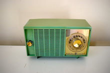 Load image into Gallery viewer, Bluetooth Ready to Go - 1959 Leaf Green General Electric Model T-129 AM Vacuum Tube Clock Radio Sounds Great!