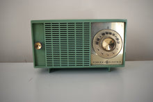 Load image into Gallery viewer, Bluetooth Ready to Go - 1959 Leaf Green General Electric Model T-129 AM Vacuum Tube Clock Radio Sounds Great!